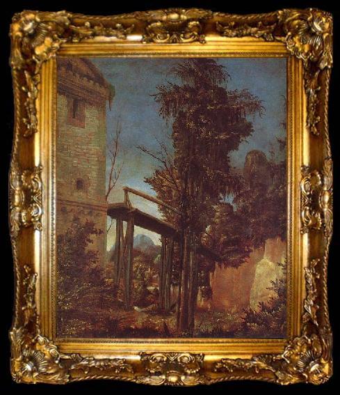 framed  Albrecht Altdorfer Landschaft mit einem Steg, ta009-2